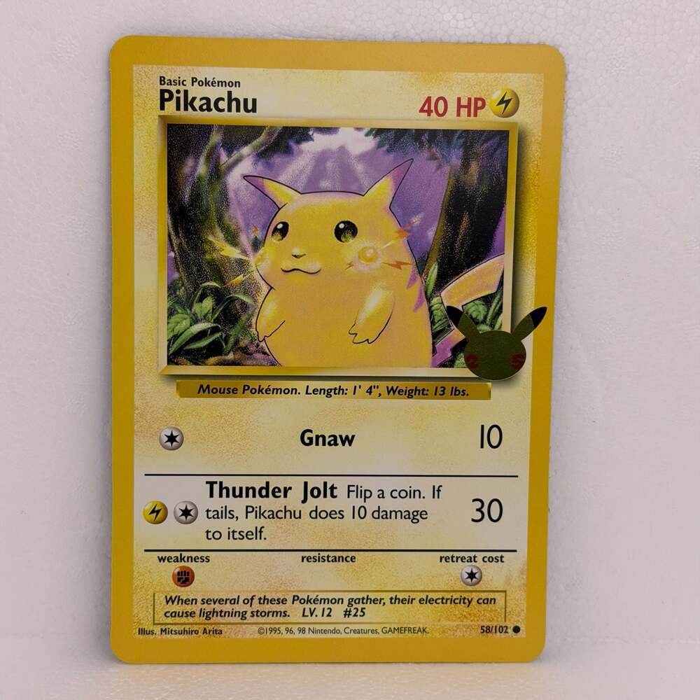 Pokemon Card Pikachu 58/102 Base Set 25th Anniversary Celebration - Jumbo!
